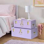 Vixdonos Storage Trunk Chest Decorative Large Metal Box Set of 2 College Dorm Organizer with Hardware Hasps and Handle for Home Deocr,23.7X14.2X9.5 Inches - Image 7