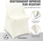 VEVOR Stretch Spandex Folding Chair Covers, Universal Fitted Chair Cover, Removable Washable Protective Slipcovers, for Wedding, Holiday, Banquet, Party, Celebration, Dining (30PCS Ivory White) - Image 5