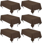 YMHPRIDE 6 Pack Brown Tablecloth 60 x102 inch Polyester Table Cloth for 6 Foot Rectangle Tables, Stain and Wrinkle Resistant Washable Fabric Polyester Table Covers for Wedding Party Banquet by YMHPRIDE