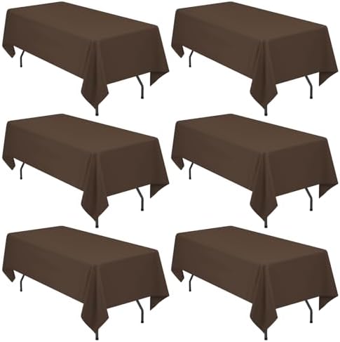 YMHPRIDE 6 Pack Brown Tablecloth 60 x102 inch Polyester Table Cloth for 6 Foot Rectangle Tables, Stain and Wrinkle Resistant Washable Fabric Polyester Table Covers for Wedding Party Banquet by YMHPRIDE