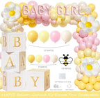 Bee Baby Shower Decorations for Girl – 126PCs Honey Bee Themed Party Supplies Set with Sweet as can Bee Backdrop, Pink Yellow Balloon Garland Kit, Tablecloth, Sash, Badges - Image 3