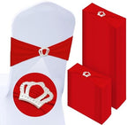 VitalCozy 100 Pcs Spandex Chair Sashes with Crown Buckle,Red by VitalCozy