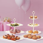 10 Pack Cake Stand Set with 3 x Two-Tier and 3 x Three-Tier Cupcake Stands, Plastic Dessert Table Stand Set 3 Tired Cookie Tray and 4 Pcs Dessert Trays - Image 4