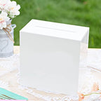 UNIQOOO White Acrylic Card Box w/Slot, Thick DIY Wedding Box Blank No Print, Large 10x10x5.5 in, for Reception Decoration Fundraiser Money Box Election Ballot Graduation Keepsake Party Favor - Image 3