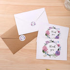 25psc Foldable Flower Thank You Cards and Wishes Card Set, White Kraft Envelopes with Seals, Suitable for Bridal Shower Baby Shower (100pcs Thank You Card Set five) by Unknown