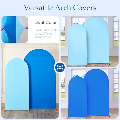 Blue Royal Blue Arch Backdrop Cover Set of 2-7.2ft 6ft Dual Color Wedding Arch Cover,Wrinkle Free Stretchy Spandex Fitted Chiara Arch Stand Cover for Boss Baby Birthday Party Photo Photography - Image 2