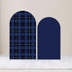 Set of 2 Tartan Plaid Arch Backdrop Cover Tartan Tiles Spandex Stretchy Arch Cover for Bear Birthday Party Boys Baby Shower Banquet Decoration (6FT 7.2FT,Blue) - Image 2