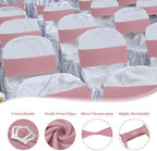 VitalCozy 100 Pcs Spandex Chair Sashes with Crown Buckle,Dusty Pink - Image 3