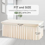 2 Packs Ivory Table Clothes for 4 Foot Rectangle Tables, One-Piece Wrinkle Resistant Stretch Spandex Table Covers with Skirt for Event Banquet Wedding Birthday Party - Image 2