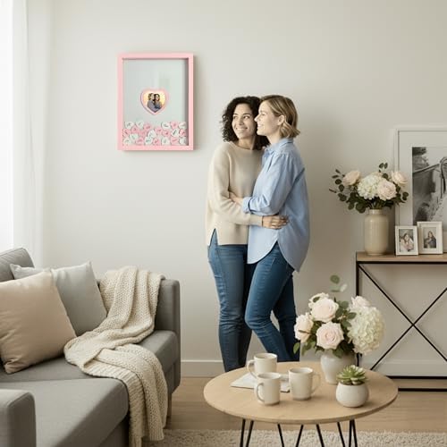 Wedding Guest Book Alternative for Reception with Hearts Guest Book Wedding Reception a Frame Sign Decor Books Recuerdos para Boda Baby Scrapbook Wooden Frames (Pink) - Image 7