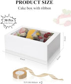 COTOPHER 30Pcs Cookie Boxes with Ribbons, 9x6x3 Inch White Bakery Boxes - Image 3