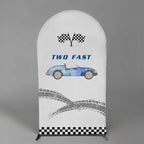 Arch Backdrop Cover for Fast ONE Racing Car Birthday Party Arch Spandex Fabric Cover Checkered Tire Track Car Kids Boys Baby Shower Parties Decors (4362,4x7.2ft) - Image 2