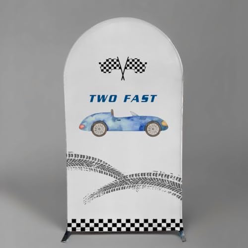 Arch Backdrop Cover for Fast ONE Racing Car Birthday Party Arch Spandex Fabric Cover Checkered Tire Track Car Kids Boys Baby Shower Parties Decors (4362,3.3x6.6ft) - Image 2