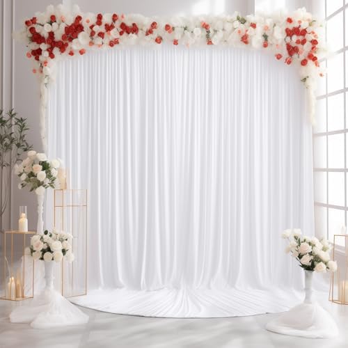 White Backdrop Curtains 8 Panels, 10 Feet Wrinkle-Free Polyester Photography Backdrop Drapes for Wedding Baby Shower Party Background Backdrop Stand- 32 X10FT (White) - Image 5