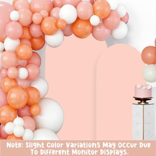 Peach Pink Arch Backdrop Covers Set of 2(7.2Ft, 6Ft), Spandex Fitted Chiara Arch Stand Covers Backdrops for Wedding Baby Shower Birthday Graduation Photo Booth Props(Only Cover) - Image 3