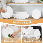 LIYH 24 Pcs White Plastic Plates Reusable - Unbreakable Party Plates, Microwave & Dishwasher Safe Camping Plate Sets Perfect for Parties, Birthday, Picnics, BPA Free (12Guests) - Image 6