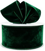 Meseey 4 Inch 50 Yards Dark Green Velvet Wired Ribbon - Premium Soft Velvet Ribbon with Wire Edges for Christmas Tree Decor, Thanksgiving, Wedding, Rustic Decor, Gift Wrapping, DIY Crafts by MeseeyRibbonBow