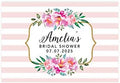 Andaz Press Custom Personalized Disposable Paper Placemats, 12 x 18 Inch, Set of 25, Custom Bridal Shower Pink Striped Floral, Tableware, Dining, Tabletop, Table Setting for Bridal Shower by AndazPress