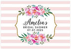 Andaz Press Custom Personalized Disposable Paper Placemats, 12 x 18 Inch, Set of 25, Custom Bridal Shower Pink Striped Floral, Tableware, Dining, Tabletop, Table Setting for Bridal Shower by AndazPress