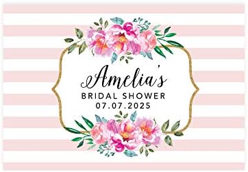 Andaz Press Custom Personalized Disposable Paper Placemats, 12 x 18 Inch, Set of 25, Custom Bridal Shower Pink Striped Floral, Tableware, Dining, Tabletop, Table Setting for Bridal Shower by AndazPress