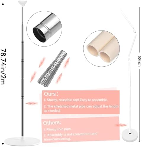 2 Sets Adjustable Balloon Column Stand Kit with Bases（Rose Gold Confetti） - Image 3
