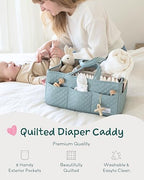 Lily Miles Baby Diaper Caddy Organizer, Quilted Nursery Storage Basket for Newborn Essentials and Diaper Changing Station, Gift for Baby Shower and Registry Must-Have (Willow Green) - Image 2