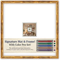 CountryArtHouse Signature Keepsake Frame - Square Mat Window - Gold Bamboo Genuine Hardwood 20x20 5x5 Photo - Light Gray Border Mat - Complete Keepsake Signing Kit by CountryArtHouse