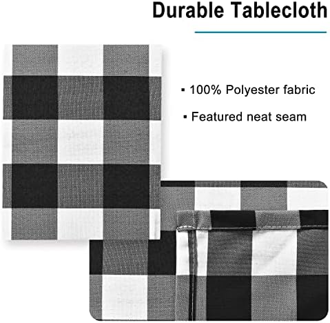Hiasan Checkered Tablecloth Square 70 x 70 Inch, Black and White - Image 4