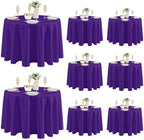 Fitable 8 Pack Purple Tablecloths 120 Inch Round for 48"-96" Tables by Fitable