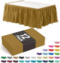 Exquisite Gold Table Skirt 12 Pack - Disposable Plastic Table Skirts for Rectangle Tables 6ft 8ft & Round Tables - 29in x 14ft Self-Adhesive Strip - Birthday Wedding Gender Reveal Decor by Exquisite