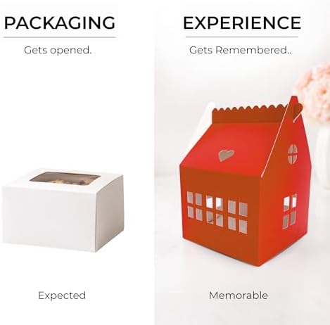 30 Pcs Cottage House Cookie Boxes with Window & Business Card Holder, Red, 4 x 4 x 6 in Bakery Gift Boxes for Treats, Desserts, Party Favors & Realtor Pop By Gifts - Image 7