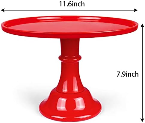 Round Cake Stand, 11 Inch, Black, Melamine, Dessert Cupcake Display Tray for Wedding, Birthday, Party, Baby Shower, Christmas (RED) - Image 2