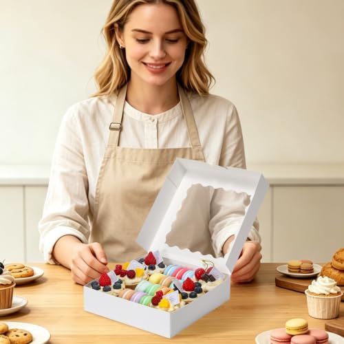 8x8x2 Auto-Popup Cookie Boxes with Window, White, 60 Pack - Image 3