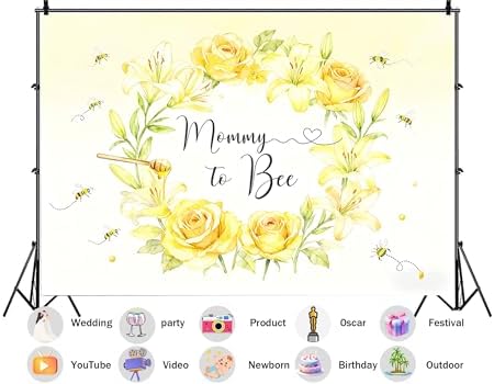 10X5ft Fabric Mommy to Bee Backdrop Newborn Table Honey Comb Floral Photography Background Baby Shower A Little Honey is on the Way Party Decorations Photo Studio Props - Image 2