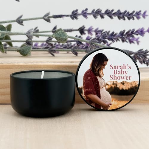 Custom Candles, Personalized Candles, Baby Shower Candle Favors, Bulk Candles, Candle Favors (Set of 10) (Black Tin) - Image 3