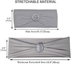 50pcs Grey Stretch Chair Sashes with Buckle for Christmas Wedding Party Banquet Birthday Anniversary Ceremony Reception Celebration Decoration Elastic Spandex Chair Cover Bow Ribbons - Image 3