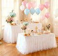 2-Pack White 2-in-1 Tulle Tablecloth for 8-Foot Rectangular Table by Yoquare
