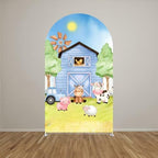 Spandex Arch Backdrop Covers 6x2.6ft(HxW) for Blue Barn Farm Birthday Party Decorations Double-Sided Chiara Arched Stand Fabric Cover Kids Baby Shower Parties Tablecloth Props - Image 2