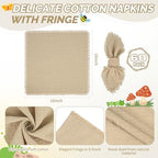 Showgeous 60 Pack Caramel Cloth Napkins with Fringe, 16x16 inch 100% Cotton - Image 2