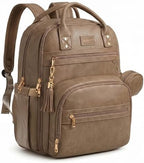 ROSEGIN Premium Vegan Leather Diaper Bag Backpack with Waterproof Changing Pad, Reinforced Zippers & Odor-Free, 20 Pockets Pro Organizer, Fits 15.6" Laptop, Stroller Straps, Baby Bag for Mom, Taupe by ROSEGIN