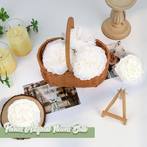56 Pcs Peonies Artificial Flowers Bulk, 4.7’’ Fake Peonies - White - Image 3
