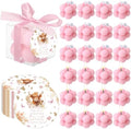 MTLEE 24 Sets Cow Baby Shower Favors Party Candle Small Bubble Candle Baby Shower Favors for Guests Tea Candles Bulk with Stylish Ribbons Cards Gifts(Pink, Cow) by MTLEE