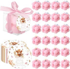 MTLEE 24 Sets Cow Baby Shower Favors Party Candle Small Bubble Candle Baby Shower Favors for Guests Tea Candles Bulk with Stylish Ribbons Cards Gifts(Pink, Cow) by MTLEE