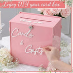 BreezeHug 10" Blush Pink Acrylic Wedding Card Box with Lock & 3D Letters - Image 5