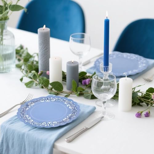 100 Pcs Platos De Barro Mexicanos Paper Plates 9 Inches Blue Cielito Lindo Party Decoration Disposable Scalloped Cinco De Mayo Paper Plates for Fiesta Mexican Talavera Baby Shower Supplies - Image 4