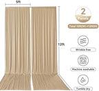10x12 ft Wrinkle Free Champagne Backdrop Curtain for Wedding Parties, Silky Polyester 2 Panels 12 ft Long Photo Backdrop Drapes Back Drop Cloth for Birthday Photography Background - Image 6