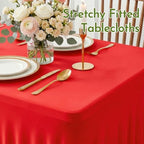 2Pack Red Spandex Tablecloth for 6FT Rectangle Tables,Table Skirt - Image 5