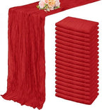 20 Pack Red 10FT Cheesecloth Table Runner Rustic Gauze Fabric Cheese Cloth Table Runner for Wedding Bridal Baby Shower Table Decor Boho Sheer Birthday Party Table Decorations 20 x 120 Inch Long by FoliafeelHome