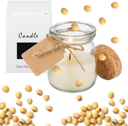 MTLEE 50 Pcs Wedding Jar Candles for Guests Wedding Candle Gift Natural Wax Candles with DIY Tag Cards for Bridesmaid Baby Shower Party Favors Home Supply Decor, Scents of Soybean by MTLEE