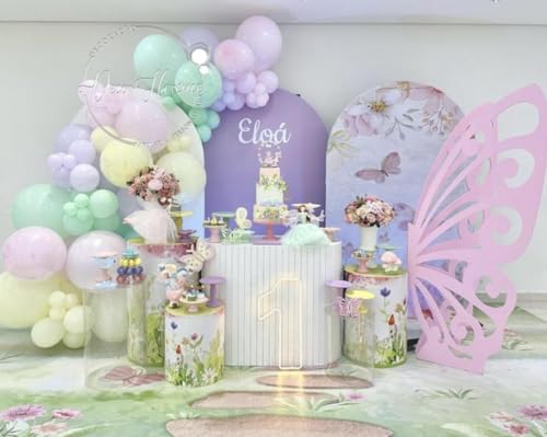 Purple Butterfly Kisses Arch Backdrop Cover Double-Sided Arch Frame Stretchy Cover for Pink Butterfly Birthday Party Girls Baby Shower Decorations (3X5ft,G-3343) - Image 4